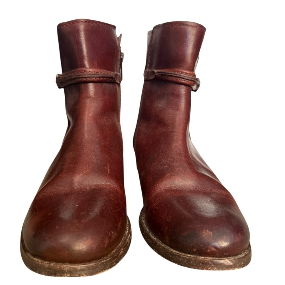 Frye Leather Ankle Boots Brown Harness Moto Booties Size 6 - Picture 4 of 13